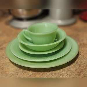 Vintage fire king anchor Hocking jadeite set 6 pieces